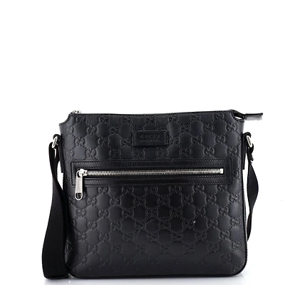 Pre-Owned Gucci Signature Zip Messenger Bag Guccissima Leather