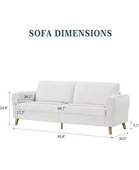 gaomon 84" Sofa Couch, Modern Boucle 3-Seater with Streamlined Armrests and Wood Legs