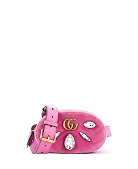 Pre-Owned Gucci Gg Marmont Belt Bag Embellished Matelasse Velvet