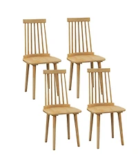 Gymax 4 Pcs Winds or Dining Chairs w/ High Spindle Back Rubber Wood Legs