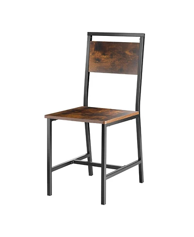 Gouun Set of 2 Farmhouse Wooden Dining Chairs with Metal Frame and Contoured Backrest