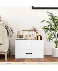 Sugift 2-Drawer Stackable Horizontal Storage Cabinet Dresser Chest with Handles