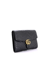 Pre-Owned Gucci Gg Marmont Flap Clutch Matelasse Leather