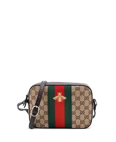 Pre-Owned Gucci Bee Web Camera Bag Gg Canvas