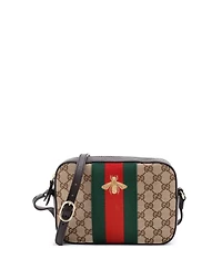 Pre-Owned Gucci Bee Web Camera Bag Gg Canvas