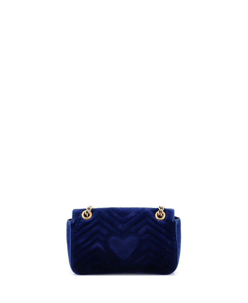 Pre-Owned Gucci Small Gg Marmont Flap Bag Embroidered Matelasse Velvet