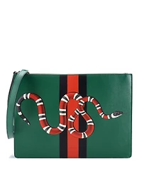 Pre-Owned Gucci Large Messenger Bag Snake Printed Leather