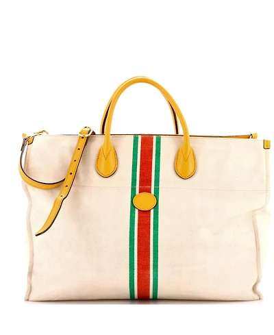 Pre-Owned Gucci Large Interlocking G Web Tote Canvas