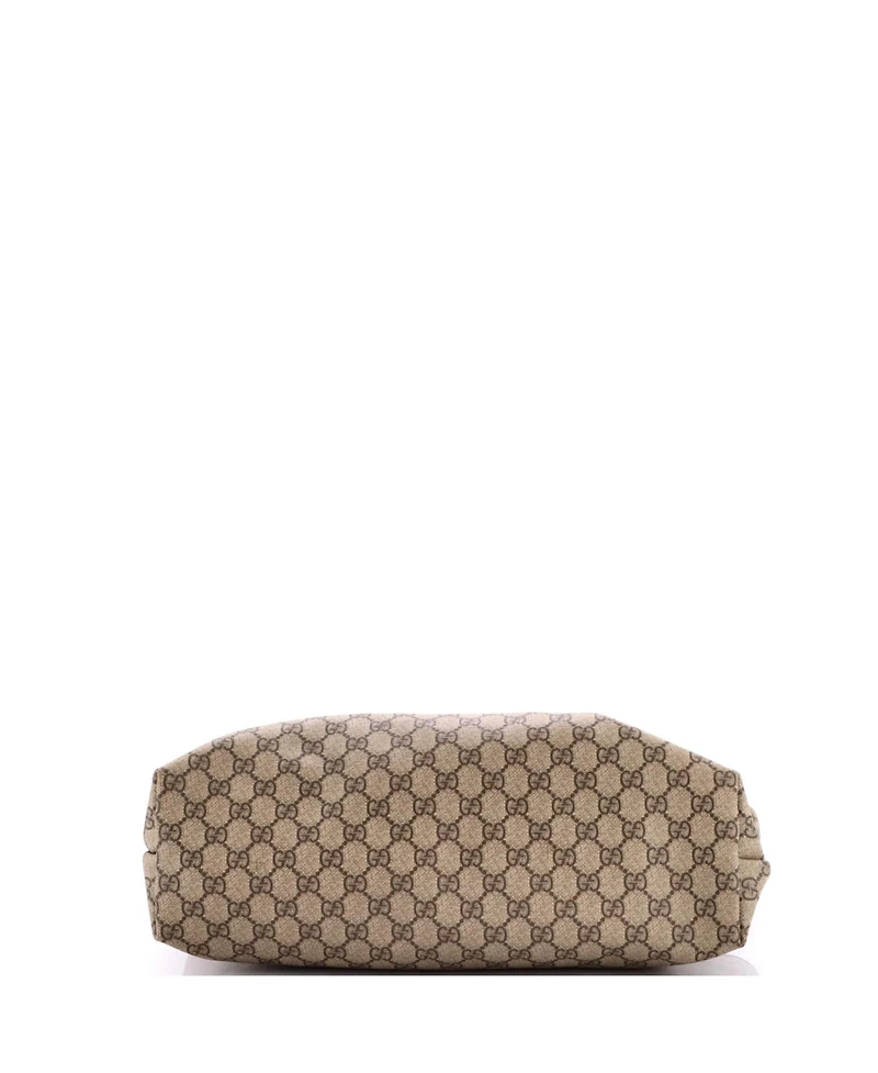 Pre-Owned Gucci Medium Plus Tote Gg Coated Canvas with Leather