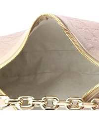 Pre-Owned Gucci Large Emblem Half Moon Shoulder Bag Gg Embossed Leather