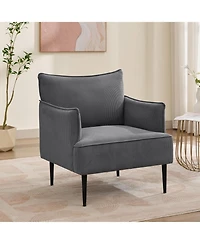 gaomon Mid Century Accent Chair, Comfy Living Room Chair Armchair Grey Fabric Sofa for Bedroom