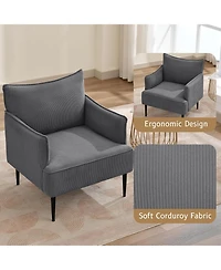 gaomon Mid Century Accent Chair, Comfy Living Room Chair Armchair Grey Fabric Sofa for Bedroom
