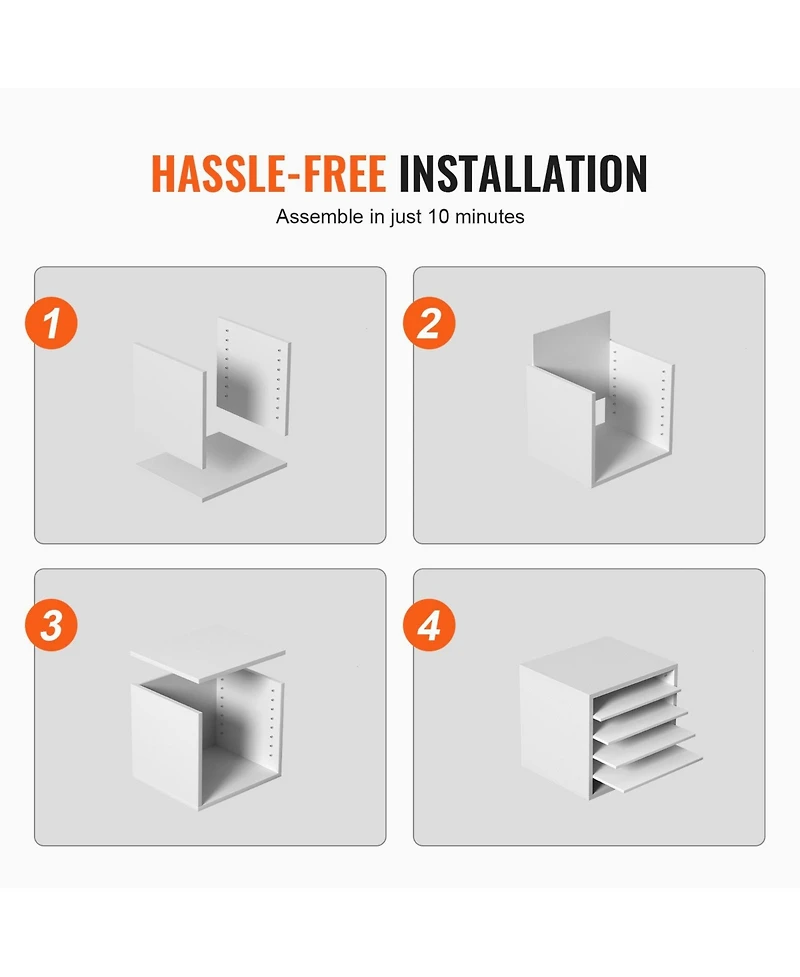 Gouun 5 Compartment Wood Literature Organizer with Adjustable Shelves