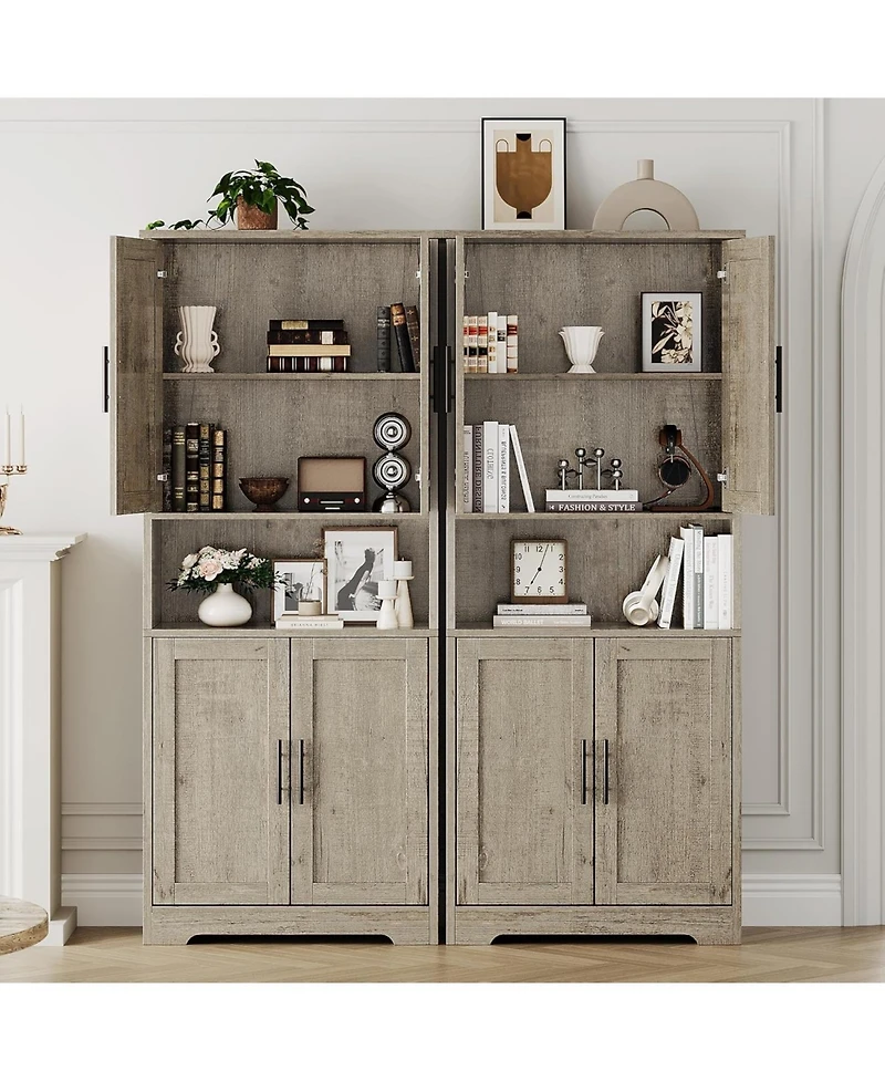 gaomon Tall Kitchen Pantry Cabinet, Storage Cabinet with Doors and Adjustable Shelves, Freestanding Cupboard for Living Room, Dining Room