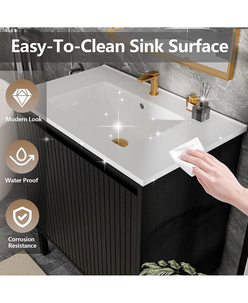 Sillysis 30"Bathroom Vanity with Sink, Soft-Closing Drawers and Large Storage for Modern Bathrooms, Floor Standing or Wall Mounted