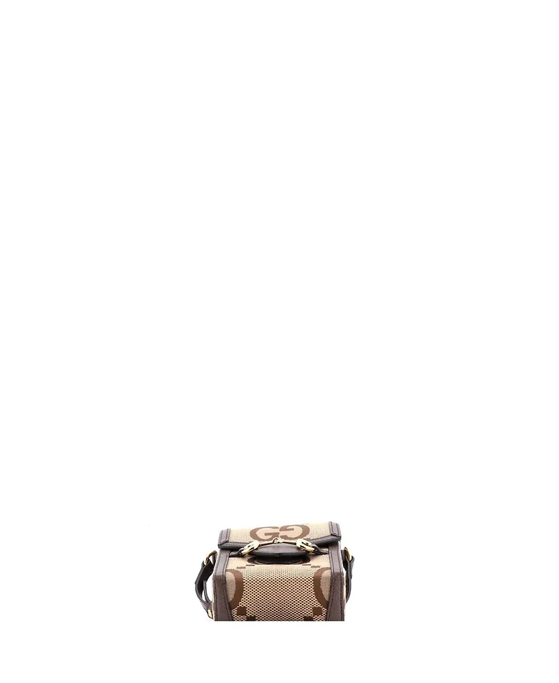 Pre-Owned Gucci Mini Horsebit 1955 Crossbody Bag Jumbo Gg Canvas