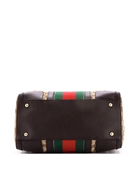 Pre-Owned Gucci Medium Vintage Bee Web Boston Bag Gg Canvas