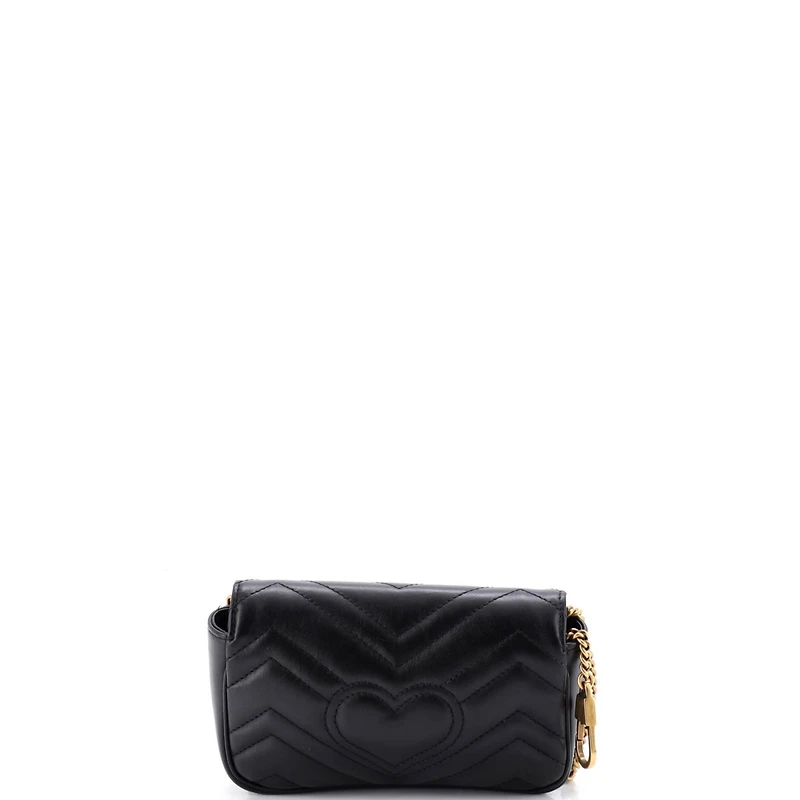 Pre-Owned Gucci Super Mini Gg Marmont Flap Bag Matelasse Leather
