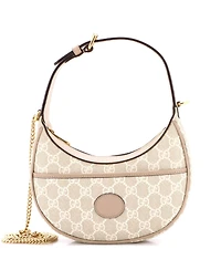 Pre-Owned Gucci Mini Interlocking G Patch Half Moon Hobo Gg Coated Canvas