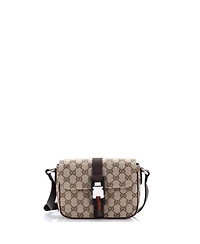 Pre-Owned Gucci Mini Buckle Flap Crossbody Bag Gg Canvas