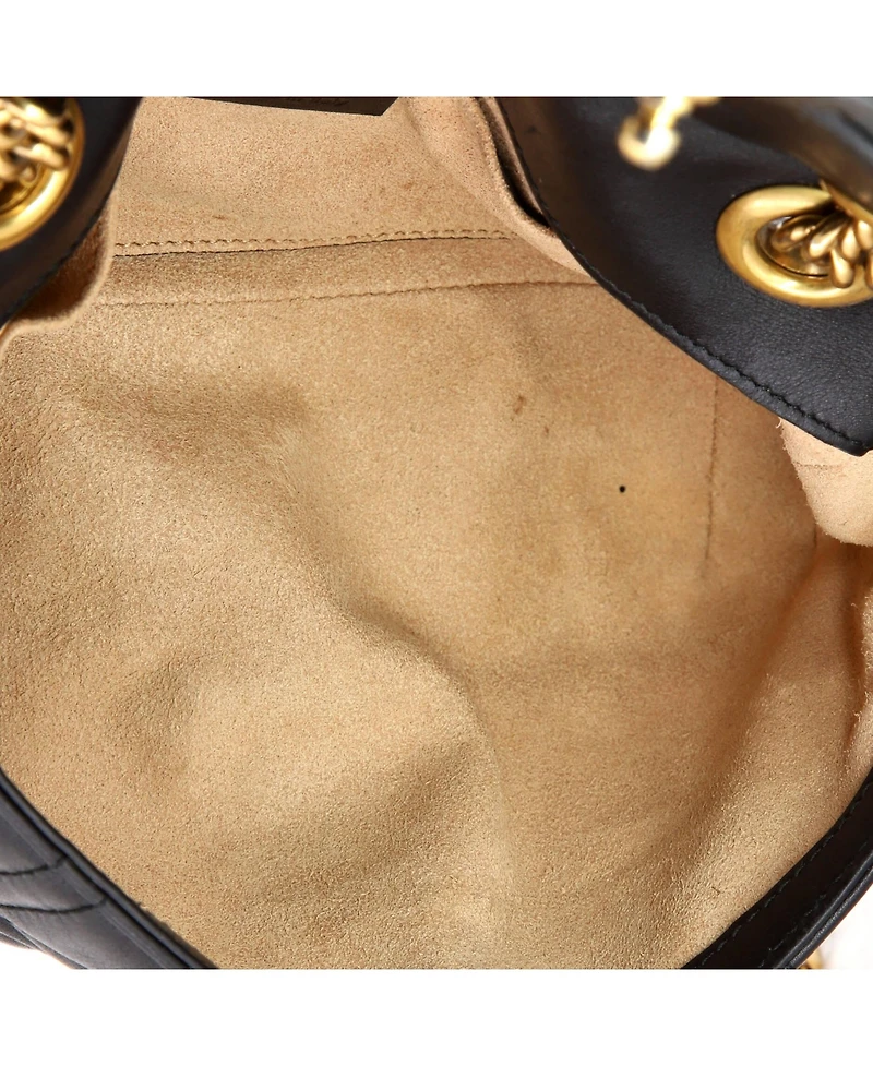 Pre-Owned Gucci Mini Pearly Gg Marmont Flap Bag Embellished Matelasse Leather