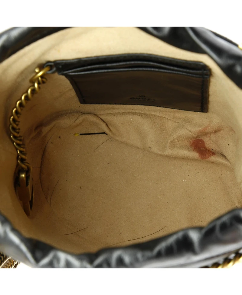 Pre-Owned Gucci Mini Gg Marmont Bucket Bag Matelasse Leather