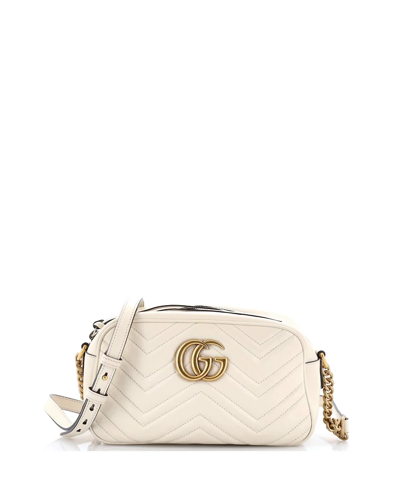 Pre-Owned Gucci Small Gg Marmont Monochrome Shoulder Bag Matelasse Leather