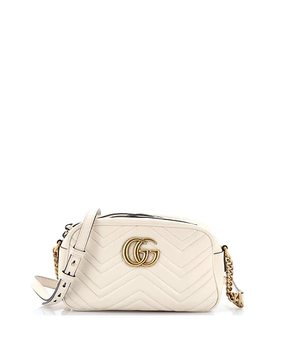 Pre-Owned Gucci Small Gg Marmont Monochrome Shoulder Bag Matelasse Leather