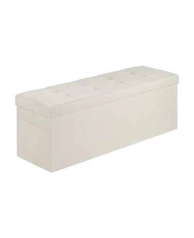 Gouun Foldable Linen Storage Ottoman Bench with Side Pockets and Hidden Storage