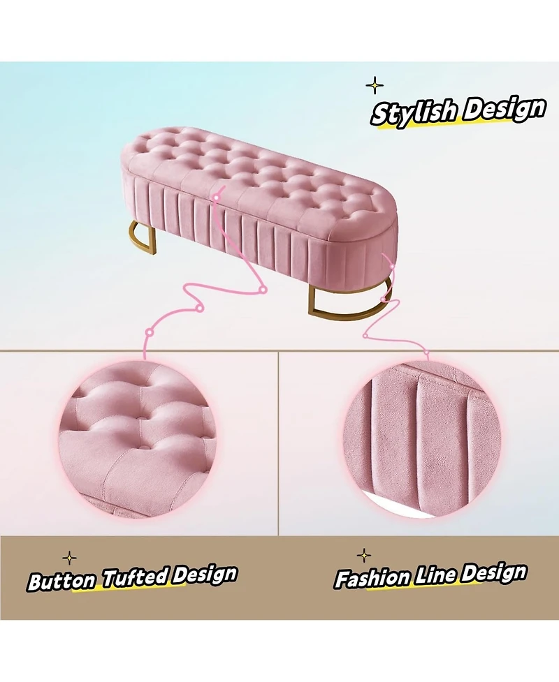 Rainsken Velvet Upholstered Storage Ottoman