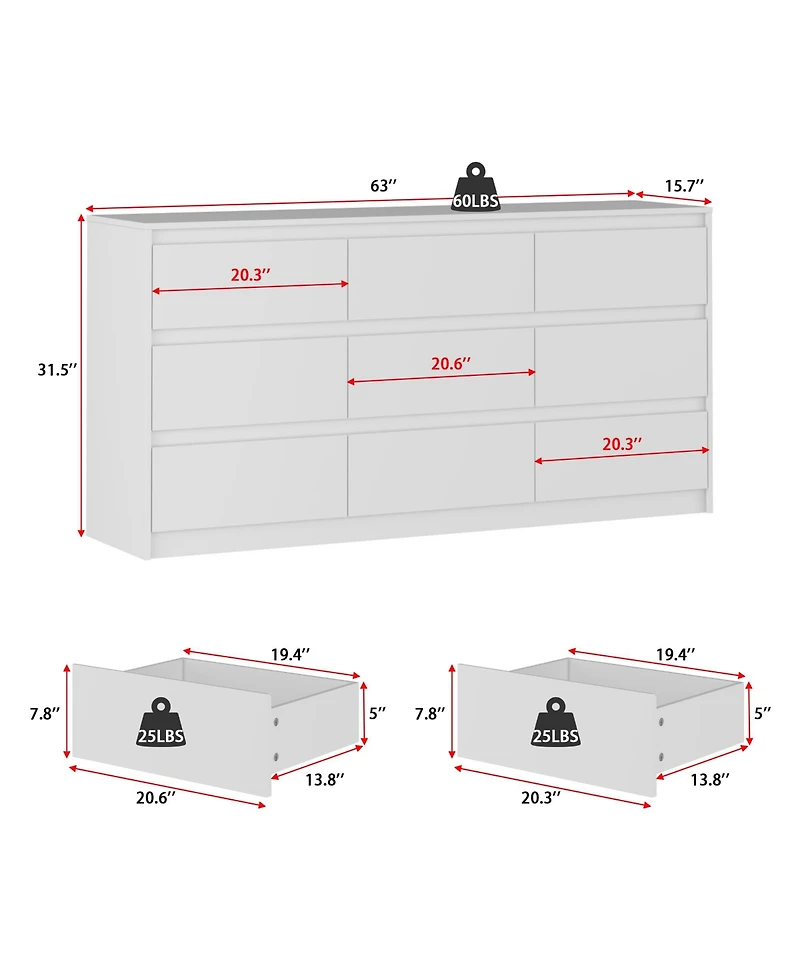 Famapy 9-Drawer Paint Finish Dresser Chest of Drawers