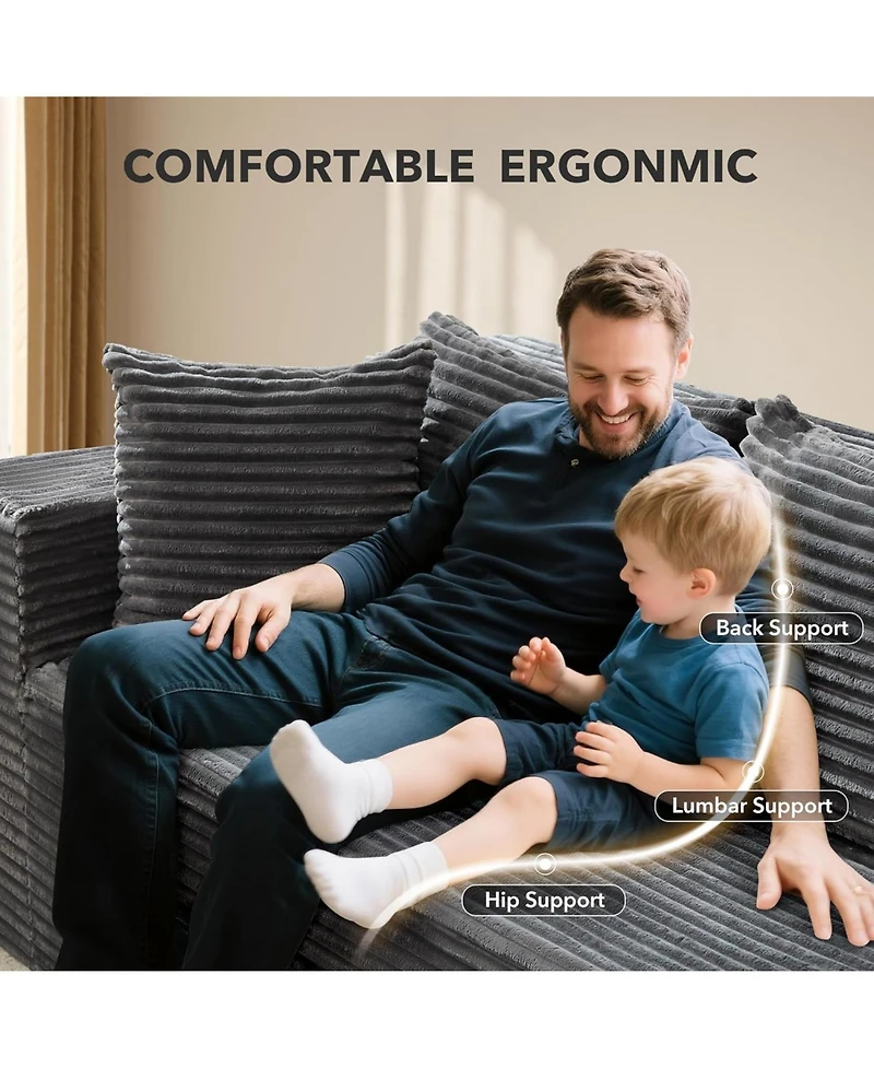 gaomon 106" L-Shaped Sectional Sofa with Chaise, Modular Deep Seat Cloud