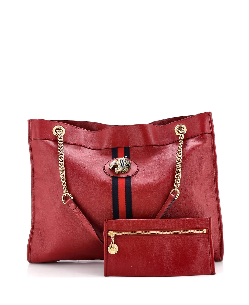 Pre-Owned Gucci Large Rajah Chain Tote Leather
