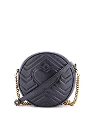 Pre-Owned Gucci Mini Gg Marmont Round Shoulder Bag Matelasse Leather
