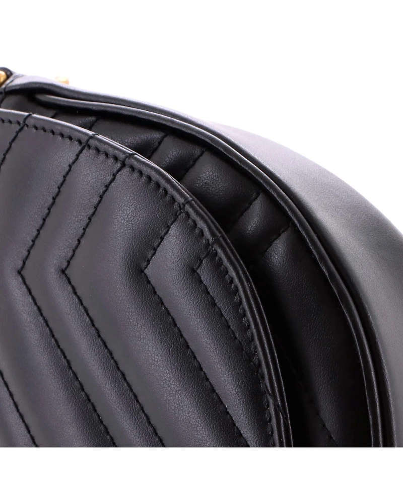 Pre-Owned Gucci Mini Gg Marmont Half Moon Flap Crossbody Bag Matelasse Leather