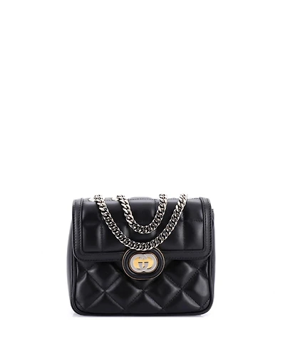 Pre-Owned Gucci Mini Deco Chain Flap Bag Mixed Matelasse Leather