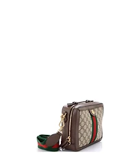 Pre-Owned Gucci Small Ophidia Zip Around Camera Bag Gg Coated Canvas