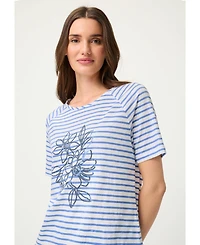 Olsen Women's Sequin Floral Stripe T-Shirt
