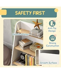 Qaba 4 Tier Kids Bookshelf and Toy Storage Organizer with Book Rack,