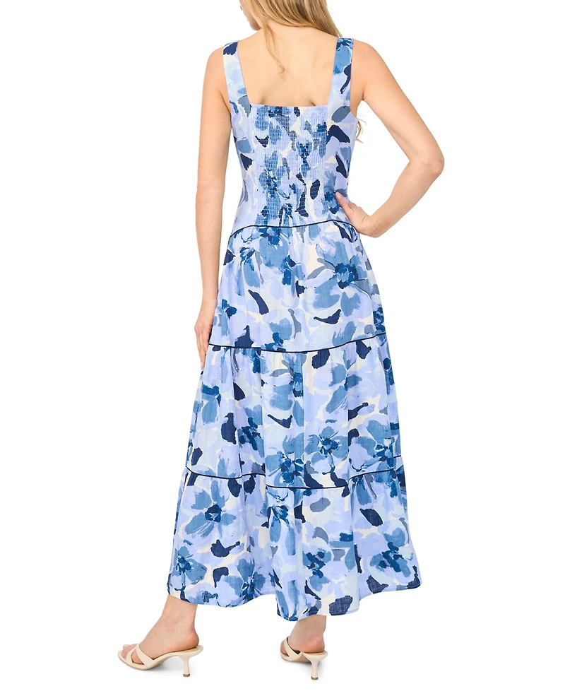 CeCe Women's Scoop Neck Sleeveless Drop Waist Tiered Maxi Dress