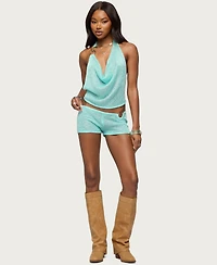 Edikted Women's Sarina Sequin Knit Backless Halter Top