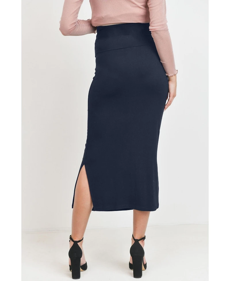Hello Miz Maternity High-Rise Pencil Midi Skirt with Side Slits