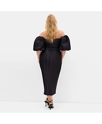 City Chic Women's Krista Pleat Midi Dress