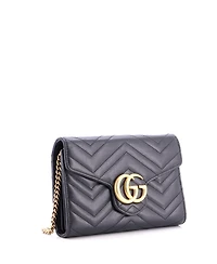 Pre-Owned Gucci Mini Gg Marmont Chain Wallet Matelasse Leather