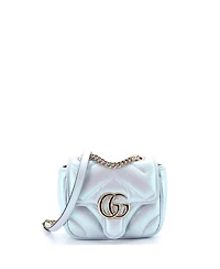 Pre-Owned Gucci Mini Gg Marmont Square Flap Bag Chevron Iridescent Leather