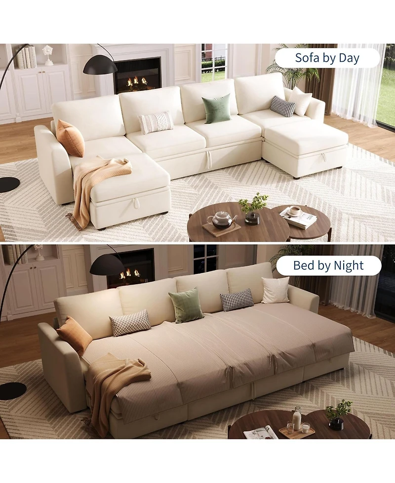 gaomon Sectional Sleeper Sofa with Pull-Out Bed