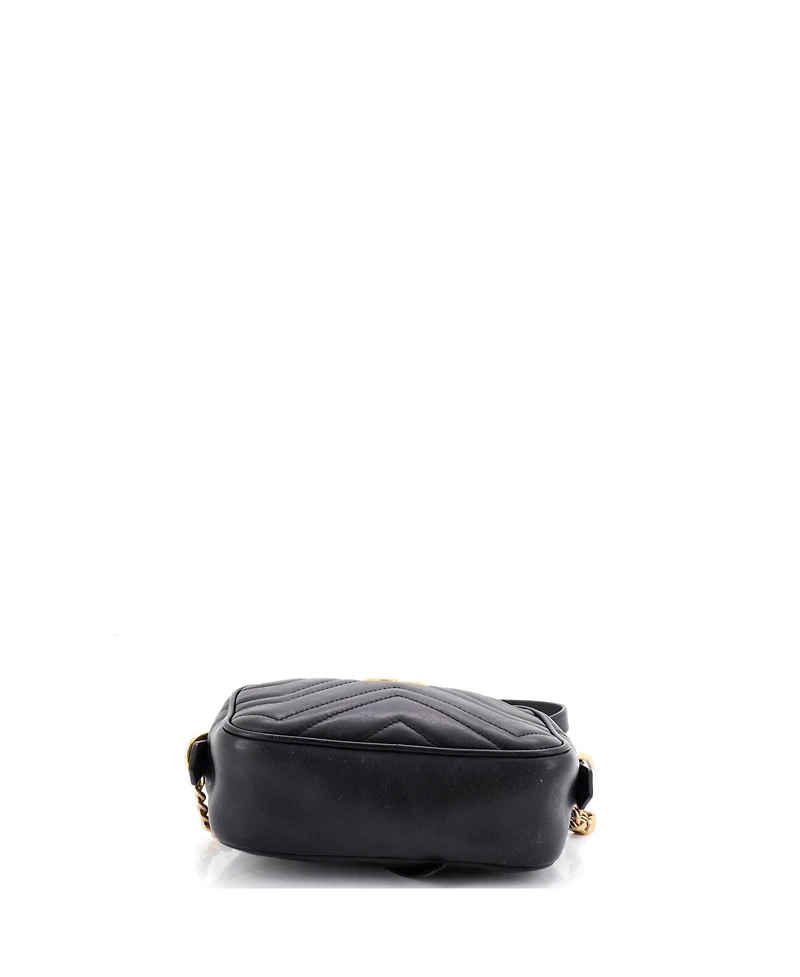 Pre-Owned Gucci Mini Gg Marmont Shoulder Bag Matelasse Leather