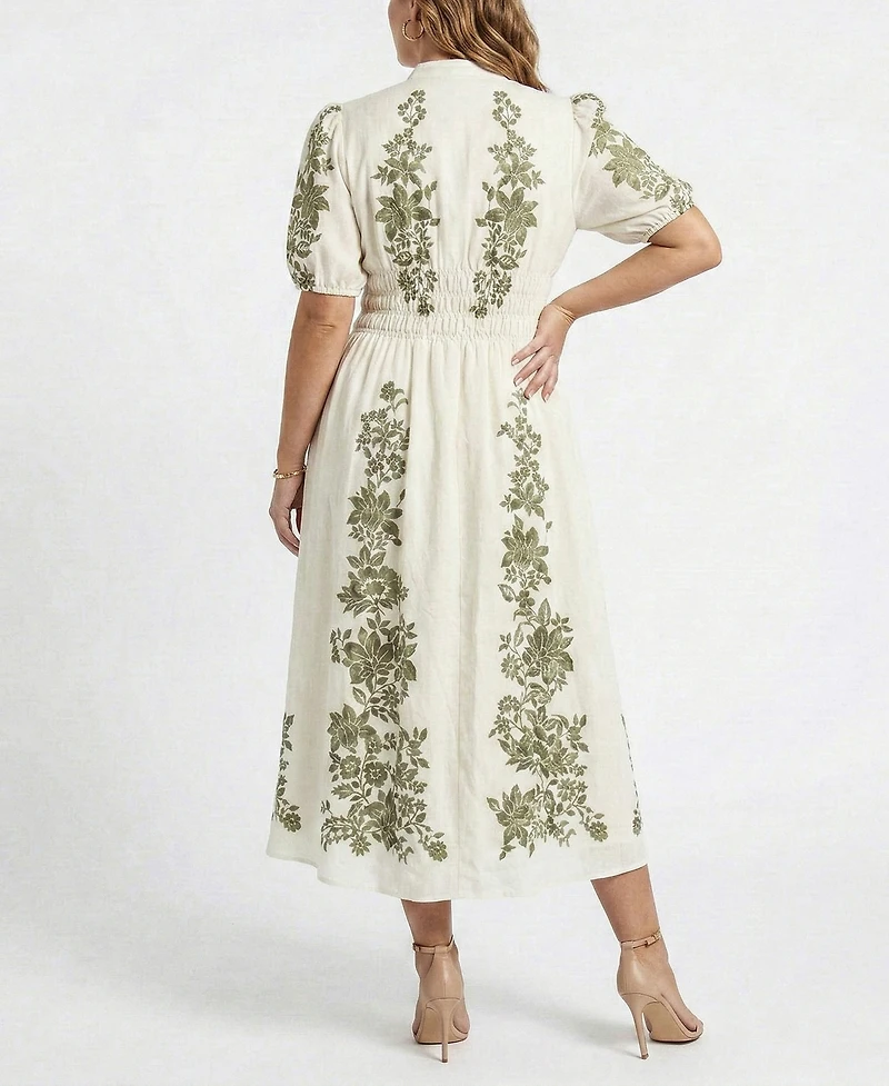 Taylor Plus Short-Sleeve V-Neck Maxi Dress