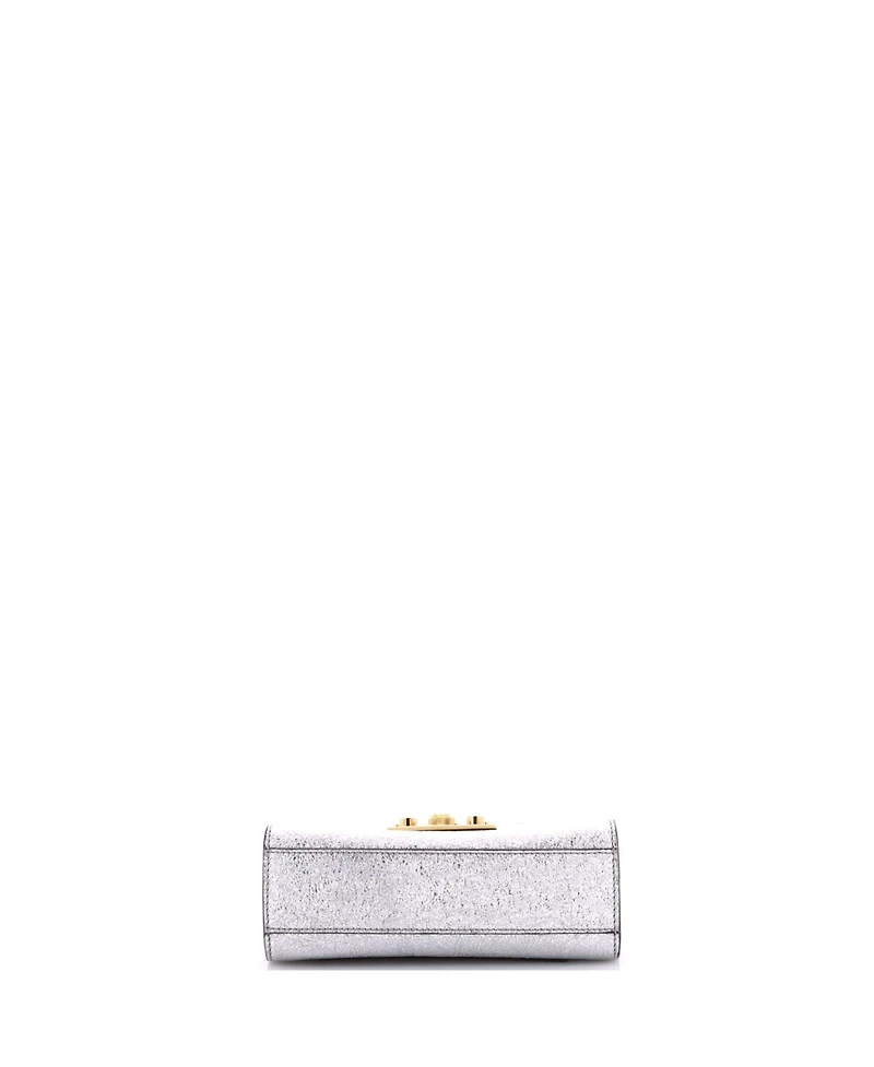 Pre-Owned Gucci Small Padlock Shoulder Bag Textured Metallic Leather