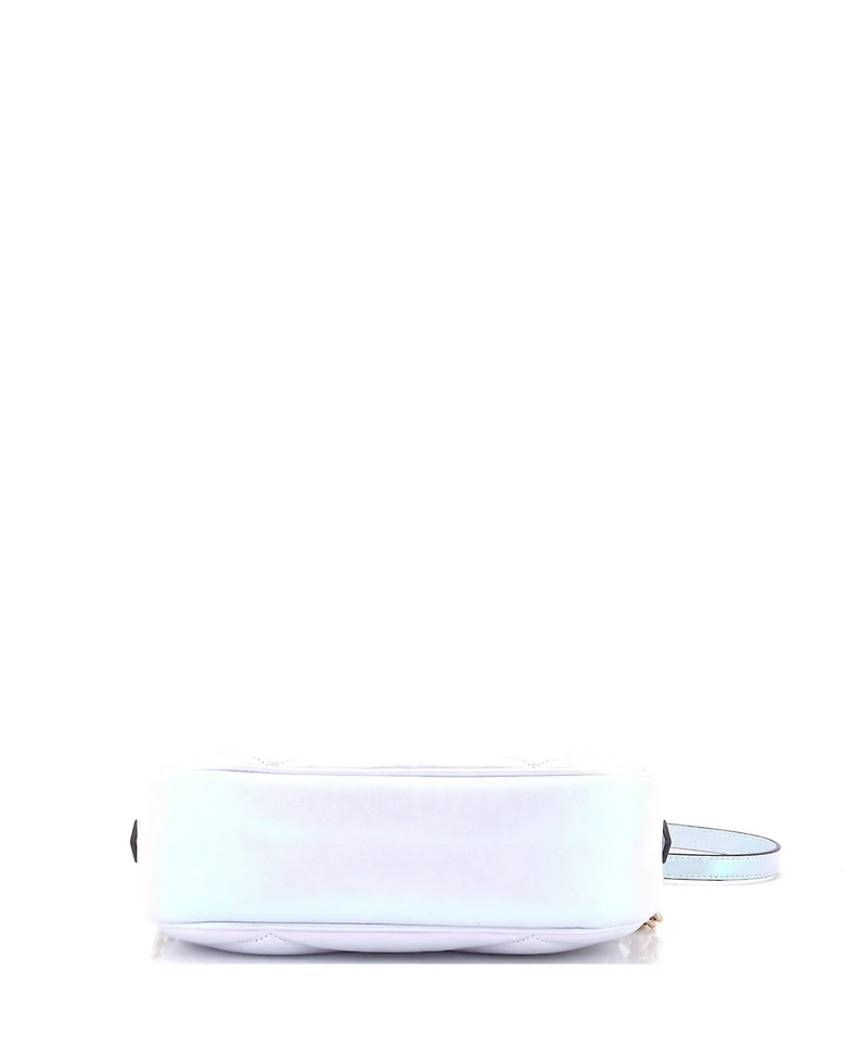 Pre-Owned Gucci Small Gg Marmont Shoulder Bag Chevron Iridescent Leather